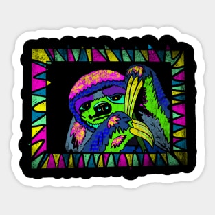 Sloth 90s Retro Pop Culture Distressed Design, Love Sloths, Sloth Gifts, Neon, Vintage Style Sticker